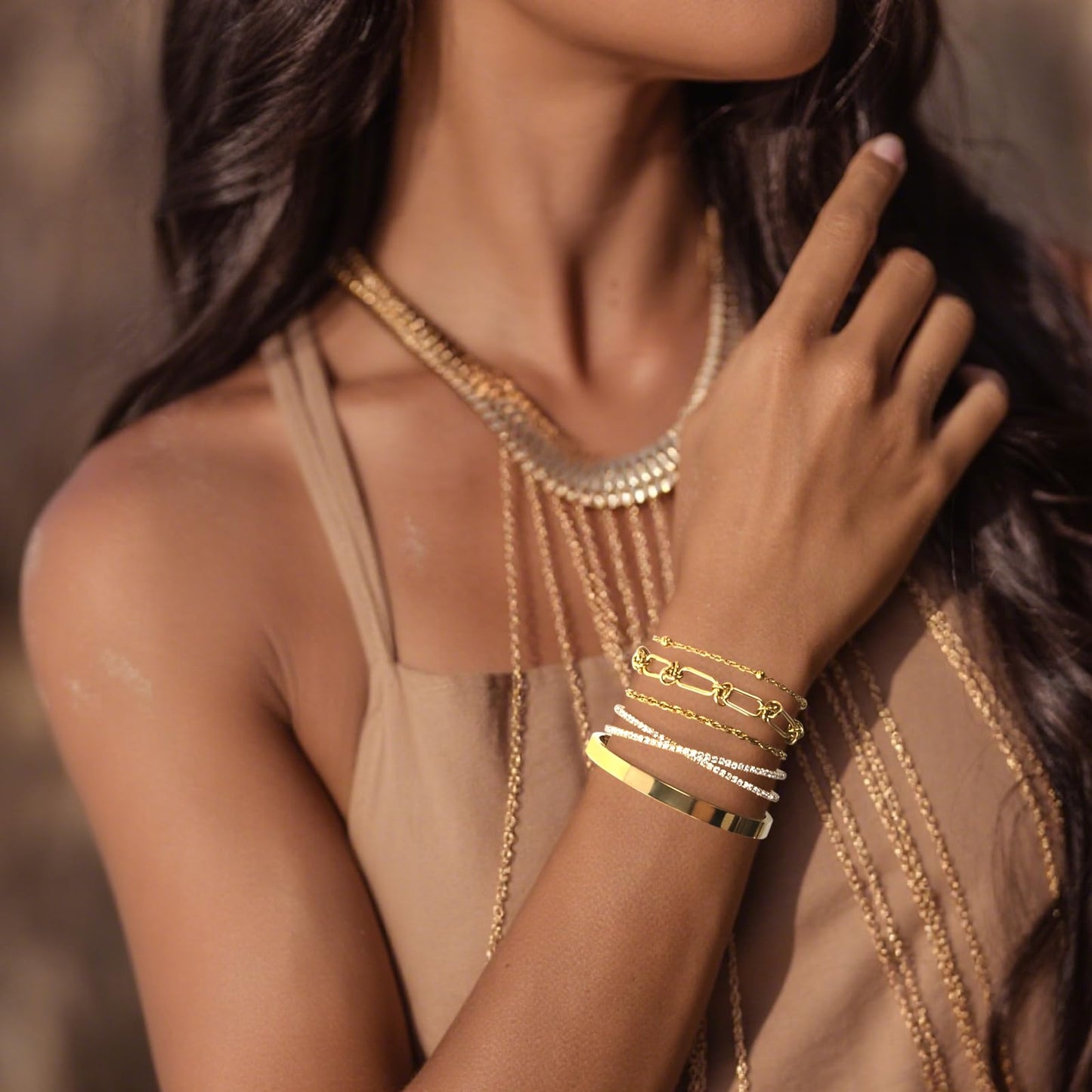 Gold Bracelets for Women, Exquisite 18K and 14K Real Gold-Plated Bracelet Stacking Sets, Waterproof Cuban Chains, Paperclip Chain , Cuff Bangles, Non Tarnish,Jewelry Gifts for Women (18Kzuan5)