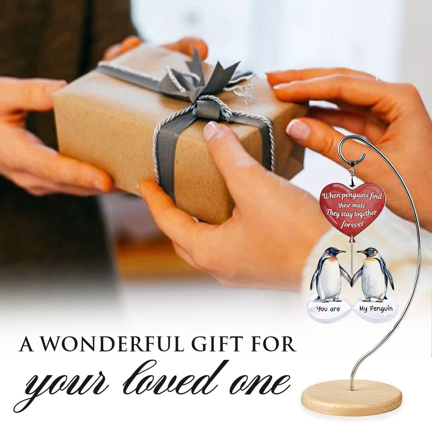 Gifts for Him Her - Wedding for Women Men Couple - Birthday Gift for Girlfriend Boyfriend - Romantic I Love You Gift for Wife - Couple Penguin Ornaments for Christmas Valentines Day