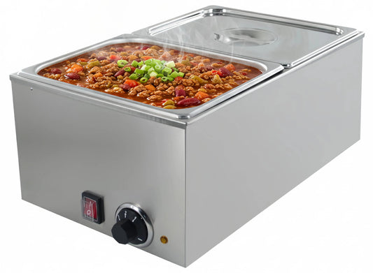 Commercial Food Warmer 2-Pan Steam Table Food Warmer Buffet Bain Marie with Temperature Control & Lids, Electric Warming Trays for Food or Sauces - 120V, 1200W, 10.6 QT/Pan