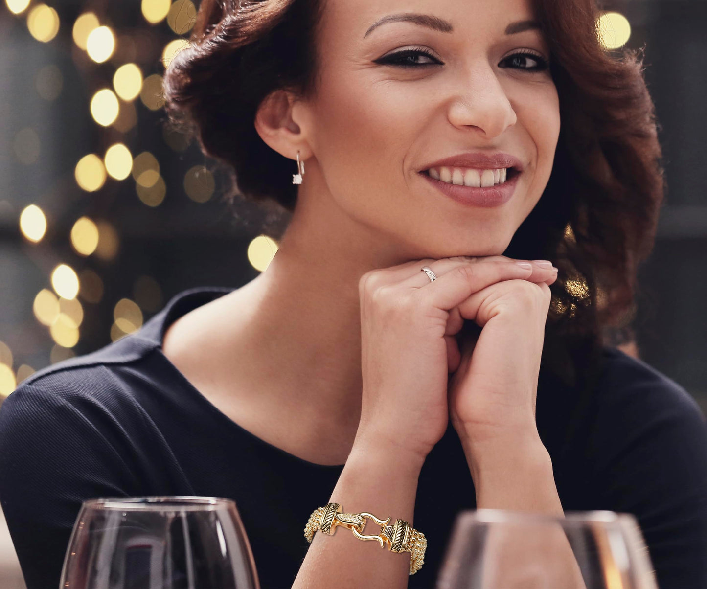 UNY Jewelry Antique Fashion Popcorn Chain Designer Brand Inspired Women Unique Christmas Gifts Bracelets (Gold)