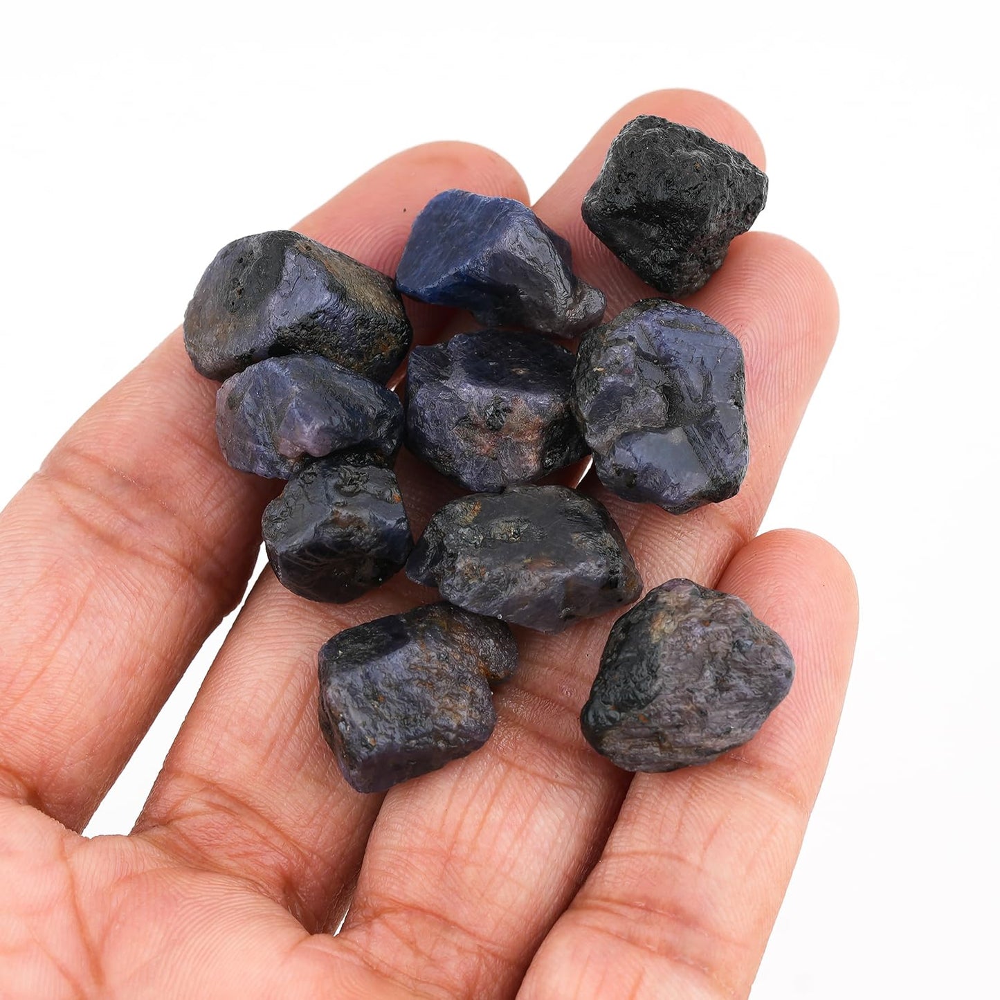 ColouredRocks (150+ carats.) BLUE SAPPHIRE Raw Crystals, Raw Stones, Rough Gemstones, Jewelry Making Supply, Cabbing, Polishing, Cutting, DIY, Crafts (10 pcs.) (12-16 mm size)