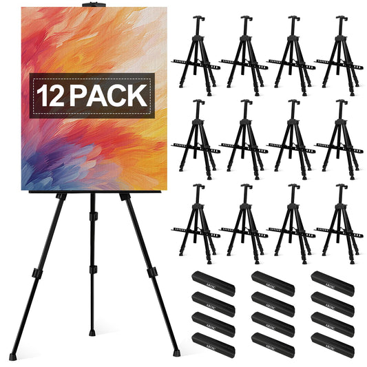 AROIC Art Painting Artist Easel Stand, Painting Display Easel Stand,Portable Adjustable Iron Tripod Display Stand with Bag, Height from 20 to 66 in for Table-Top/Floor Drawing and Displaying(12 Pack)