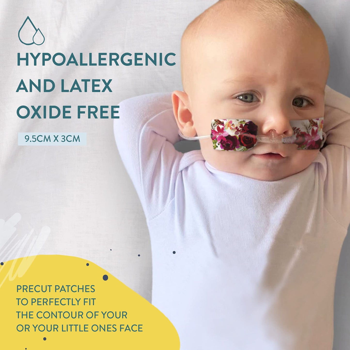 Nasogastric or Oxygen Tube precut Adhesive Tape Floral Mix x 10 Pack. (Mix Pack)
