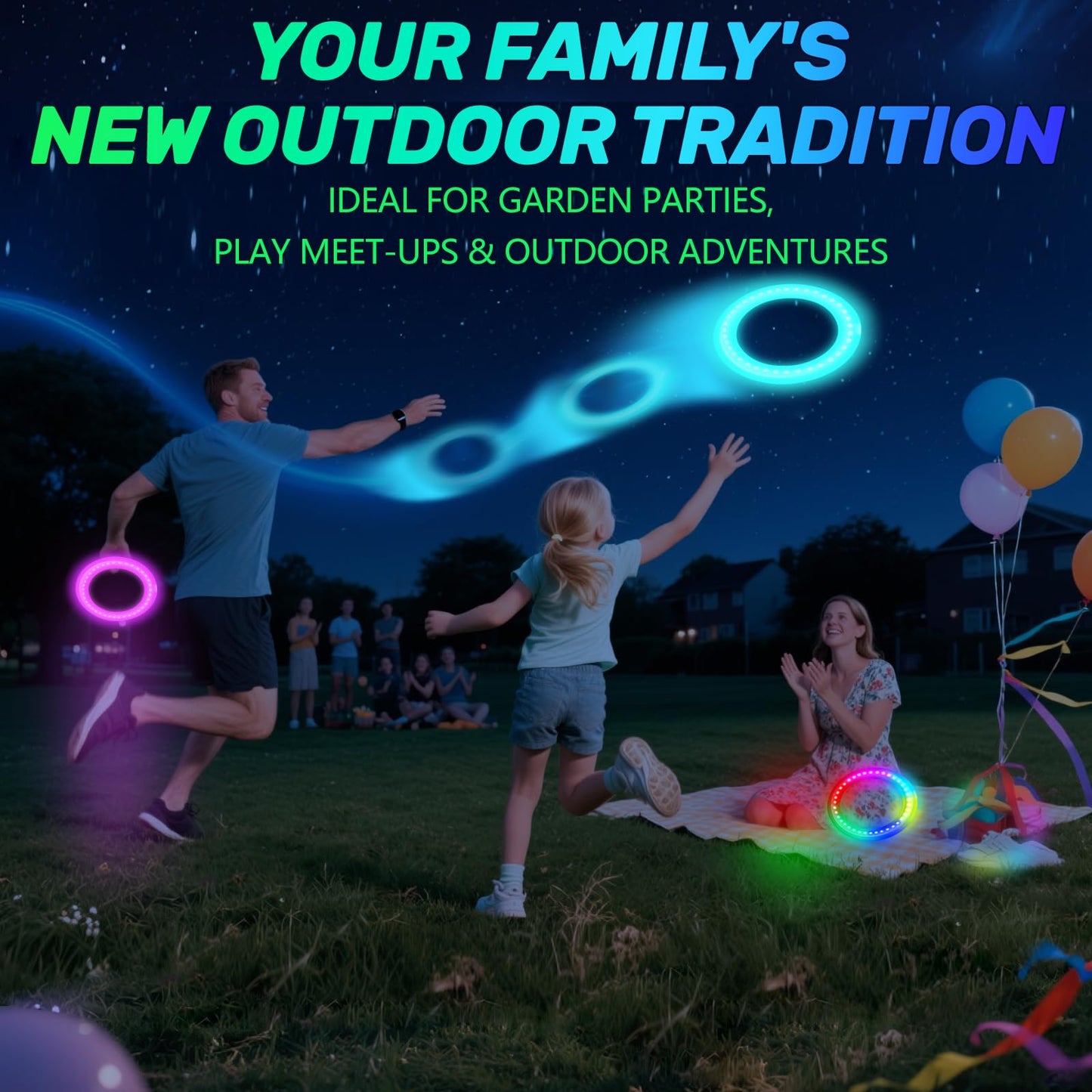 Dilabnba Flying Ring Disc Toy LED Light Beach Backyard Camping Sports Play Soft Discs Outdoor Tossing Toy Christmas Birthday Gift for Teens Boys Kids Adults, Lost Mode, 9.8''/200g