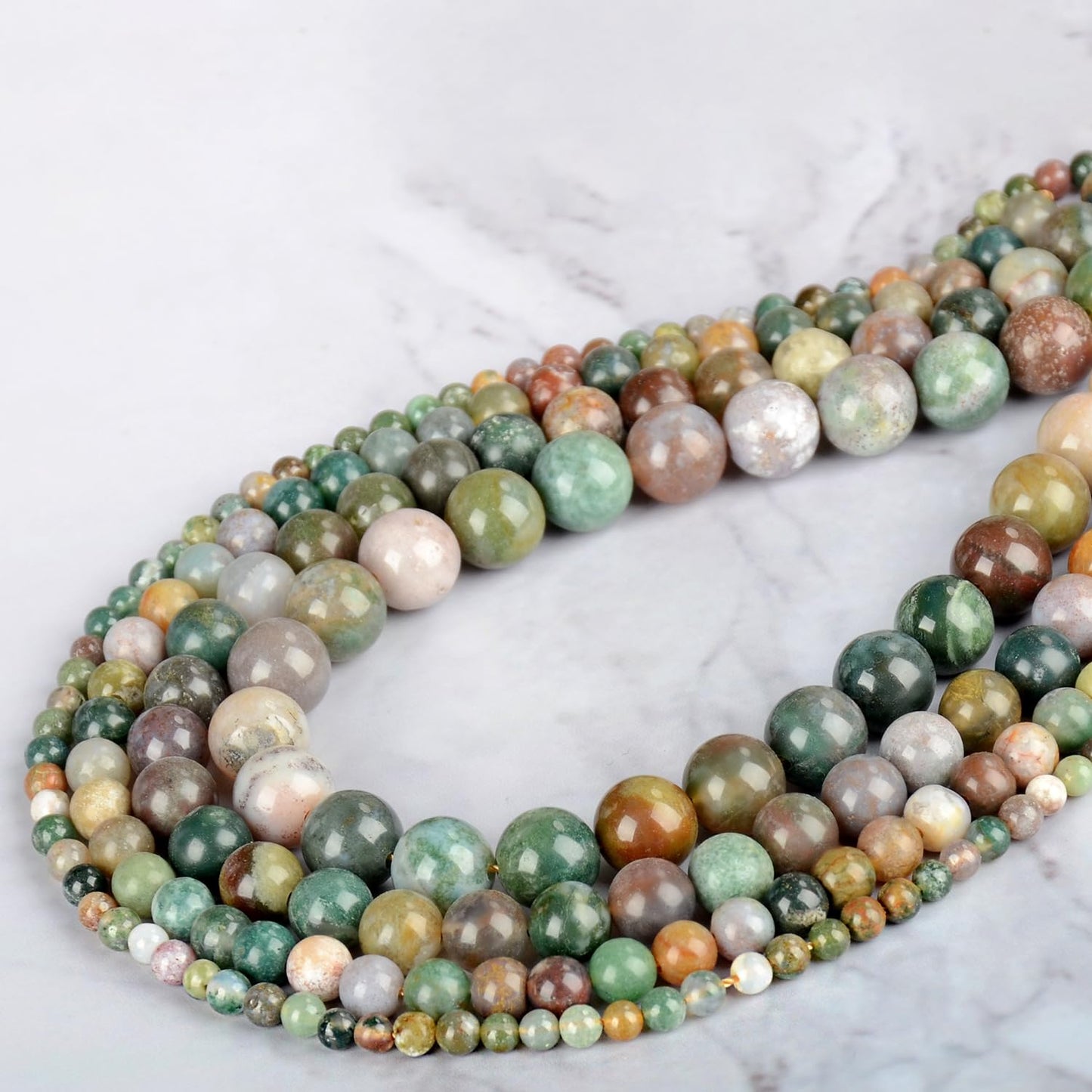 CMBYN 4mm 200pcs Natural Stone Round Beads Indian Agate Genuine Stone Beading Loose Gemstone DIY Charm Smooth Beads for Bracelets Necklaces Earrings Hole Size 1mm (Indian Agate 4mm)