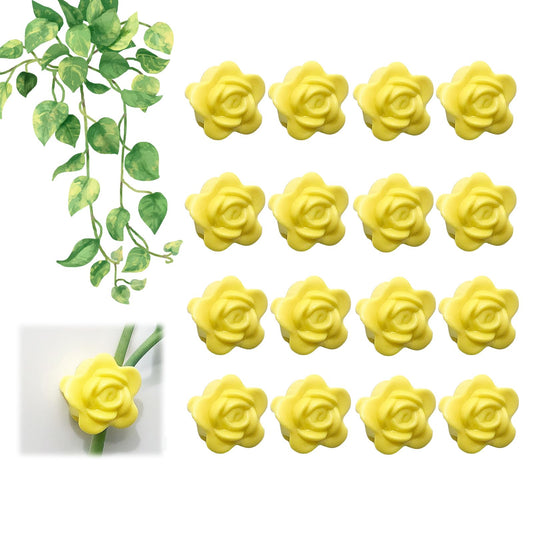 RENUIS 100 Pcs Plant Wall Clips with Acrylic Adhesive Sticker, Plant Climbing Wall Fixture Clips, Plant Support Clips, Self-Adhesive Hook Vine Plant Clips for Indoor Outdoor Decorations (Rose-Yellow)