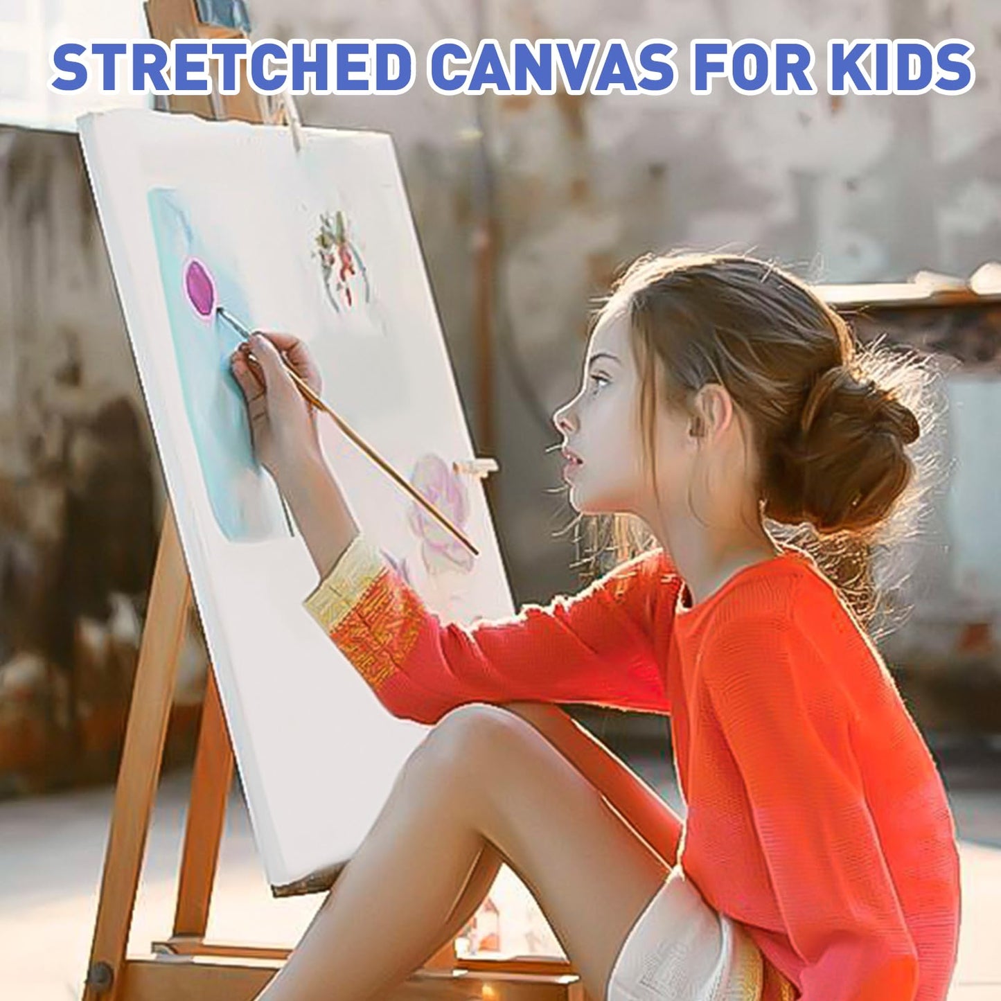 ESRICH Stretched Canvas for Painting 12x16 Inch, 2 Pack Blank Canvas -5/8 in Profile Primed Cotton White Canvases for Painting for Oil & Acrylic Paint