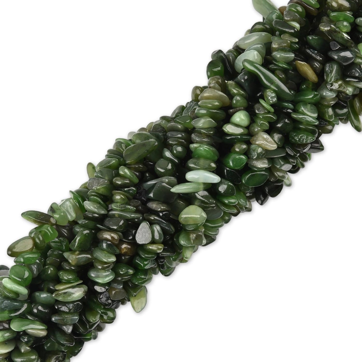HAAMIIQII 5-8mm Natural Green Canada Jade Chips Beads Irregular Genuine Real Freeform Chip Stone Loose Gemstone Beads Energy Healing Crystal for Jewelry Making Strand 32 Inch