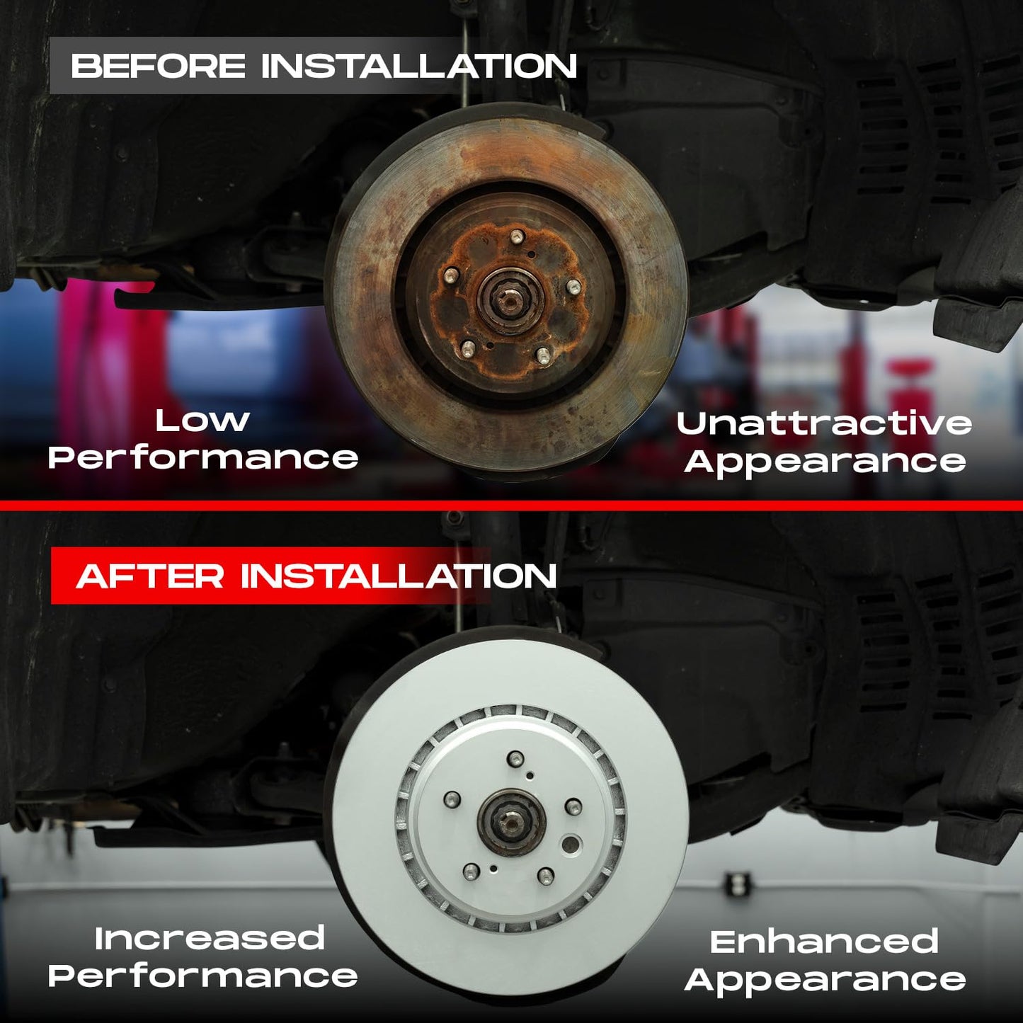 R1 Concepts Front and Rear Brakes and Rotors| Blank Brake Rotors| Ceramic Brake Pads and Rotors Kit| Automotive Replacement Brake Kits