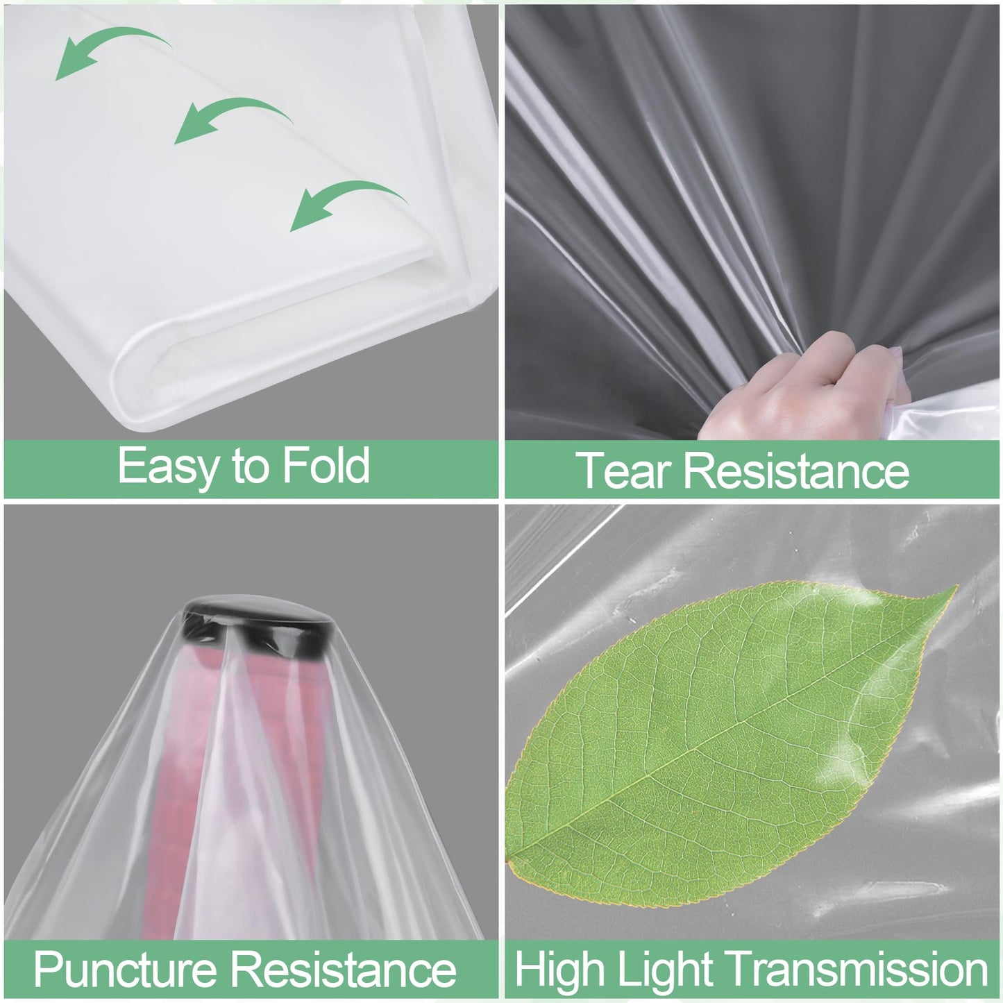 12 x 26 FT Clear Greenhouse Plastic Sheeting, 6 Mil Polyethylene Film Heavy Duty, Water Sun Frost Wind Dust Resistant Winter Hoop House Toughness Plastic Cover for Farming, Gardening, Agriculture, DIY