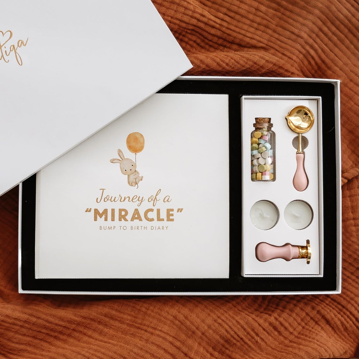 Pregnancy Journal for First Time Moms, Baby Essentials Memory Book Gift Set, All-in-One Keepsake Box with Wax Seal Kit and Footprint Kit, Elegant Baby Scrapbook with Photo Album, Bump to Birth