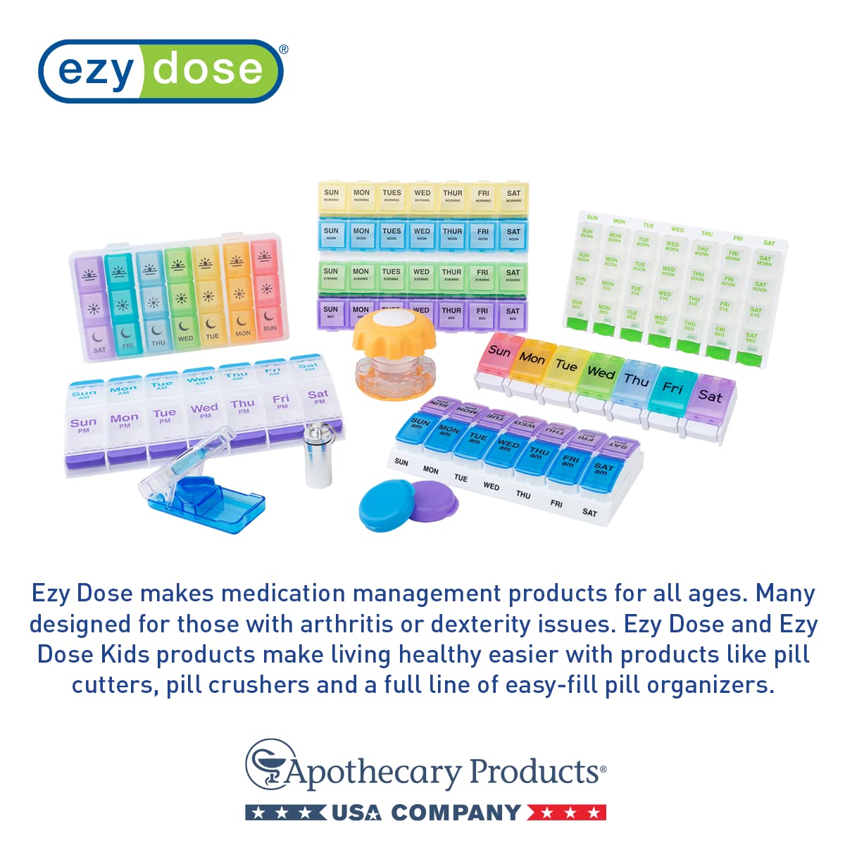 EZY DOSE Weekly AM/PM (7-Day) Daily Pharmadose Pill Planner, Medicine Case, Vitamin and Supplement Organizer, Small Easy Fill Compartments, 4 Times a Day, 28 Compartments, Green, BPA Free