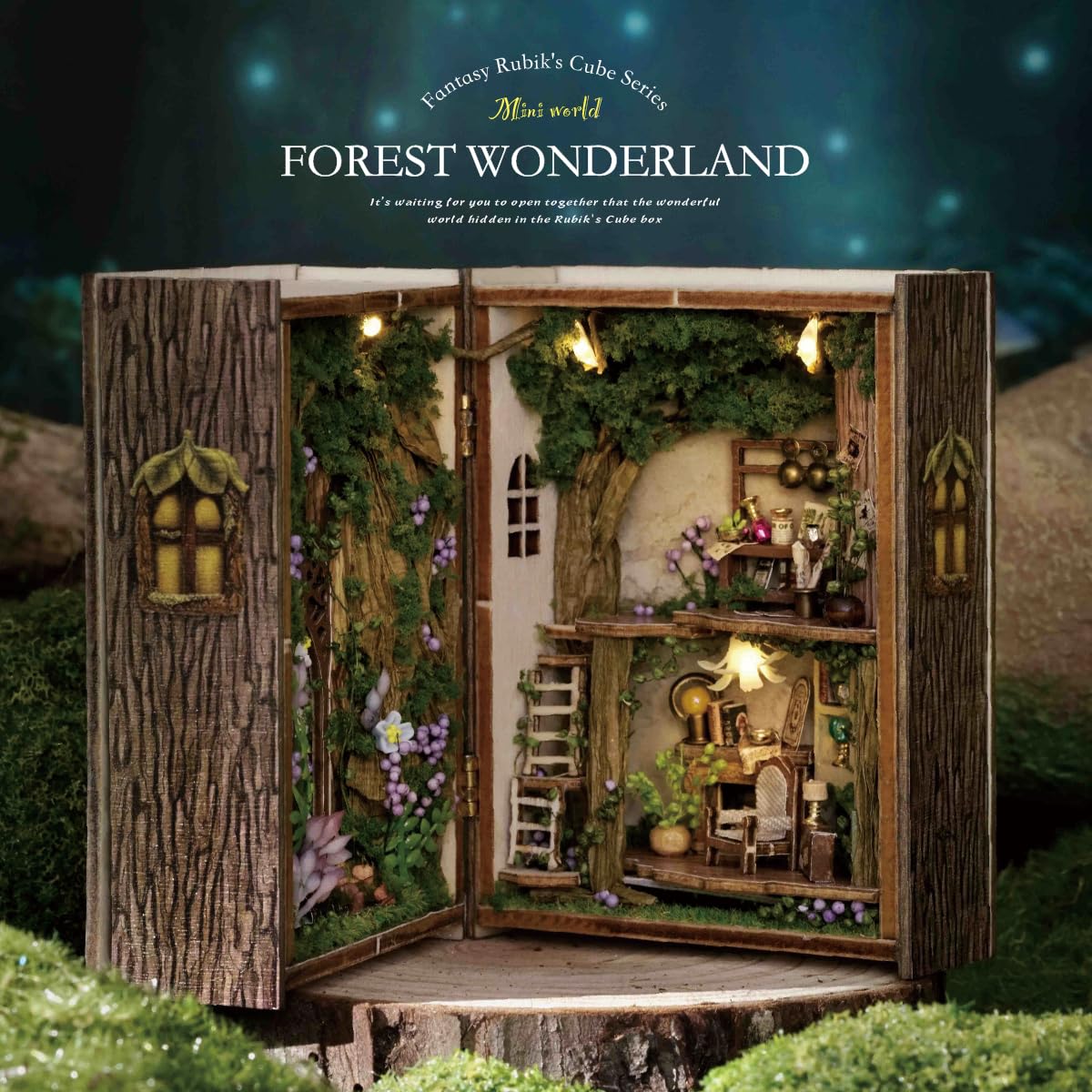 ESTUSR DIY Miniature Dollhouse Kits - Wooden Mini Model House with LED Lights, Tiny Furniture & Accessories – Craft Building Kits for Teens & Adults (Forest Wonderland) – Birthday Valentine's Gift