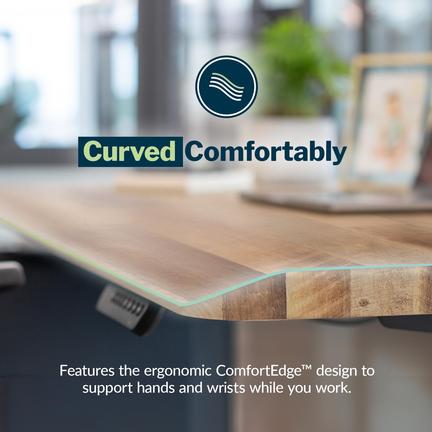 Vari ComfortEdge 80x60 L-Shape Electric Standing Desk – Height Adjustable Sit-Stand VariDesk for Corner Office with Reversible Left/Right Design + Reclaimed Wood/Slate Legs (Ships in 3 Boxes)