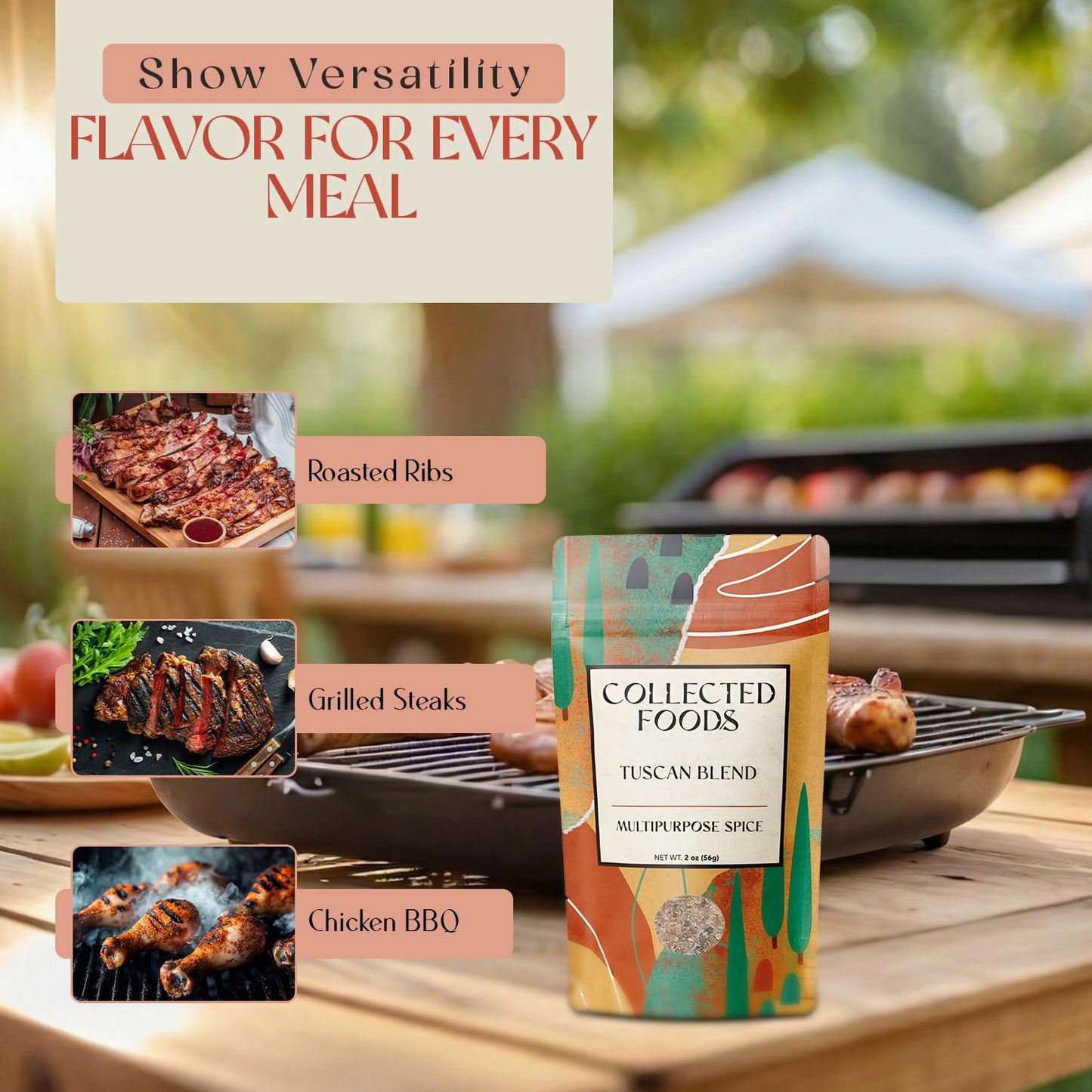 BBQ Rub Gift Set - 5 Spices Gift Set in Premium Box - Great Grilling Gift for Mother's Day, Father's Day, Birthday, Men, Women - Unique Barbecue Seasonings Gourmet Spice Set of 5: Bacon Salt, Harissa, Umami Mushroom Powder, Coffee Rub, Tuscan Grill