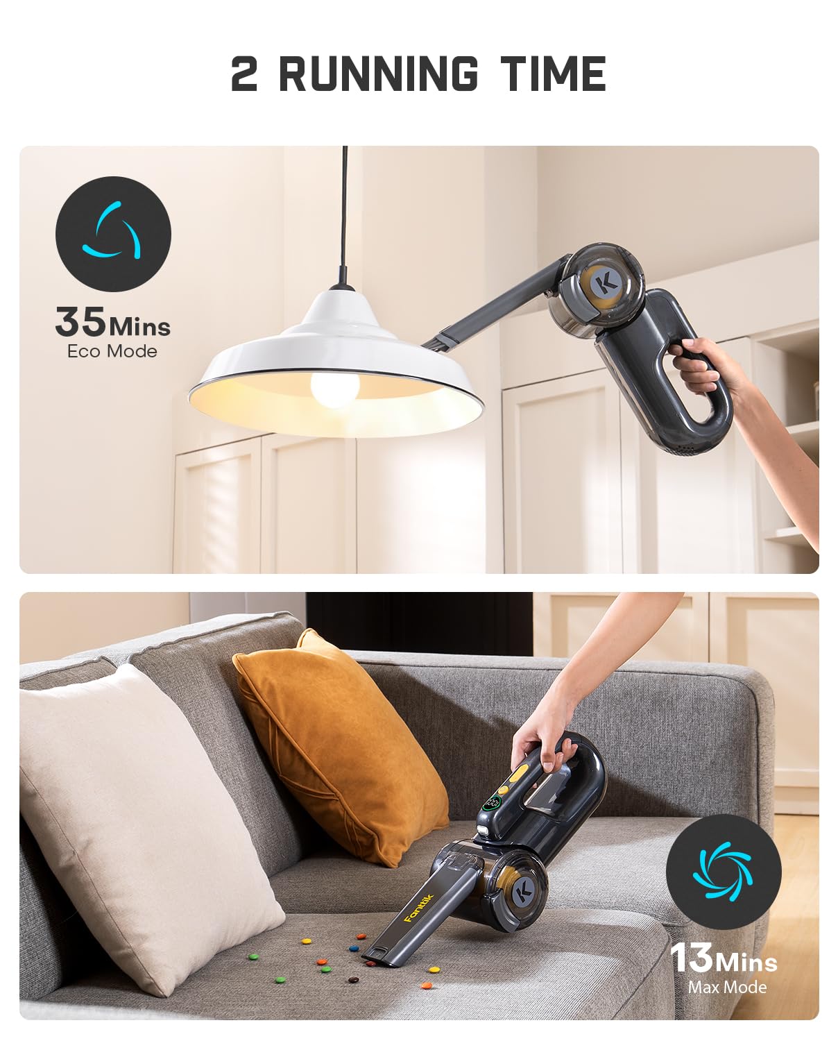 Fanttik Fold V10 Ultra Deluxe Handheld Vacuum Cordless, 17kPa Suction Power, Charging Base, Pivot Nozzle, Up to 35 Mins Runtime, Smart LED Display, Cordless Dustbuster Vacuum for Home, Car