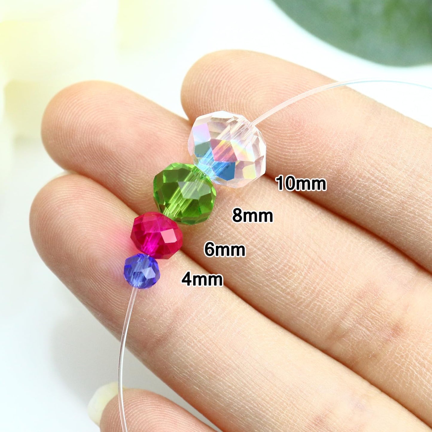 Dowarm 10MM Crystal Glass Beads for Jewelry Making, Briolette Rondelle Crystal Beads for Crafts Wind Chimes Suncatchers, Briolette Glass Beads (Crystal AB, 10MM, 100PCS)