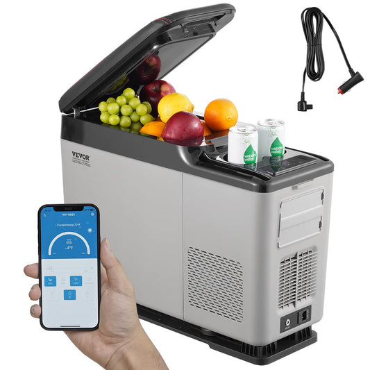 VEVOR Car Refrigerator, 12 Volt Car Armrest Refrigerator Fridge, 15 L Single Zone Portable Freezer, -4℉-68℉ Adjustable Range, 12/24V DC and 100-240V AC Compressor Cooler for Outdoor, Camping