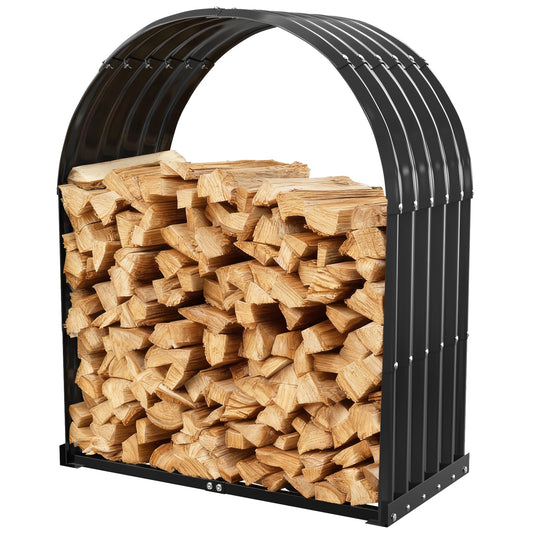 TBMLC Heavy-Duty Black Firewood Storage Shed – Metal Log Holder with 32" Round Roof – Outdoor Wood Rack for Patio, Deck & Fireplace – Weatherproof Lumber Stand for Firewood (2.7FT Diameter Roof)
