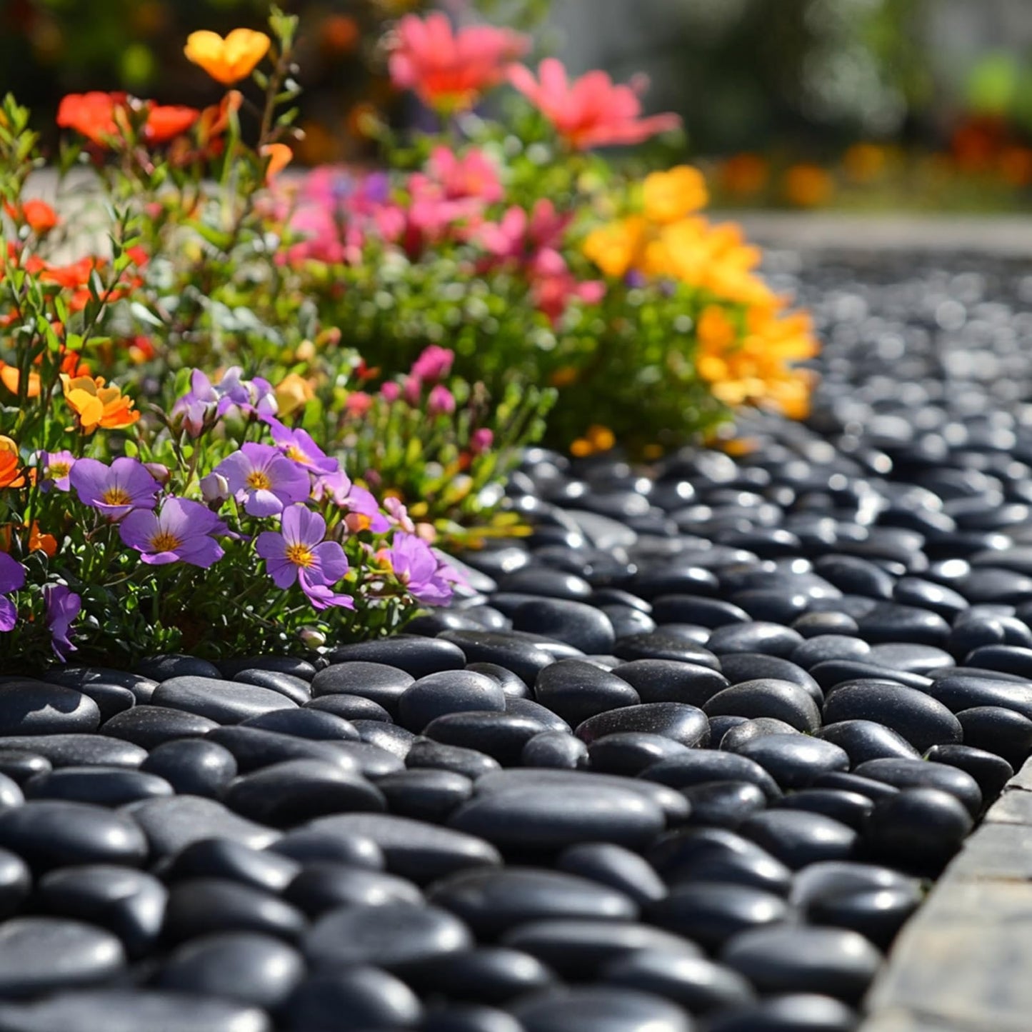 LOOIOOJ 40 lbs Black River Rocks - Large Polished Black Pebbles for Plants & Garden Decorative Stones，2-3" Polished Pebbles for Landscaping, Fish Tanks, Flower Pots, Water Fountains