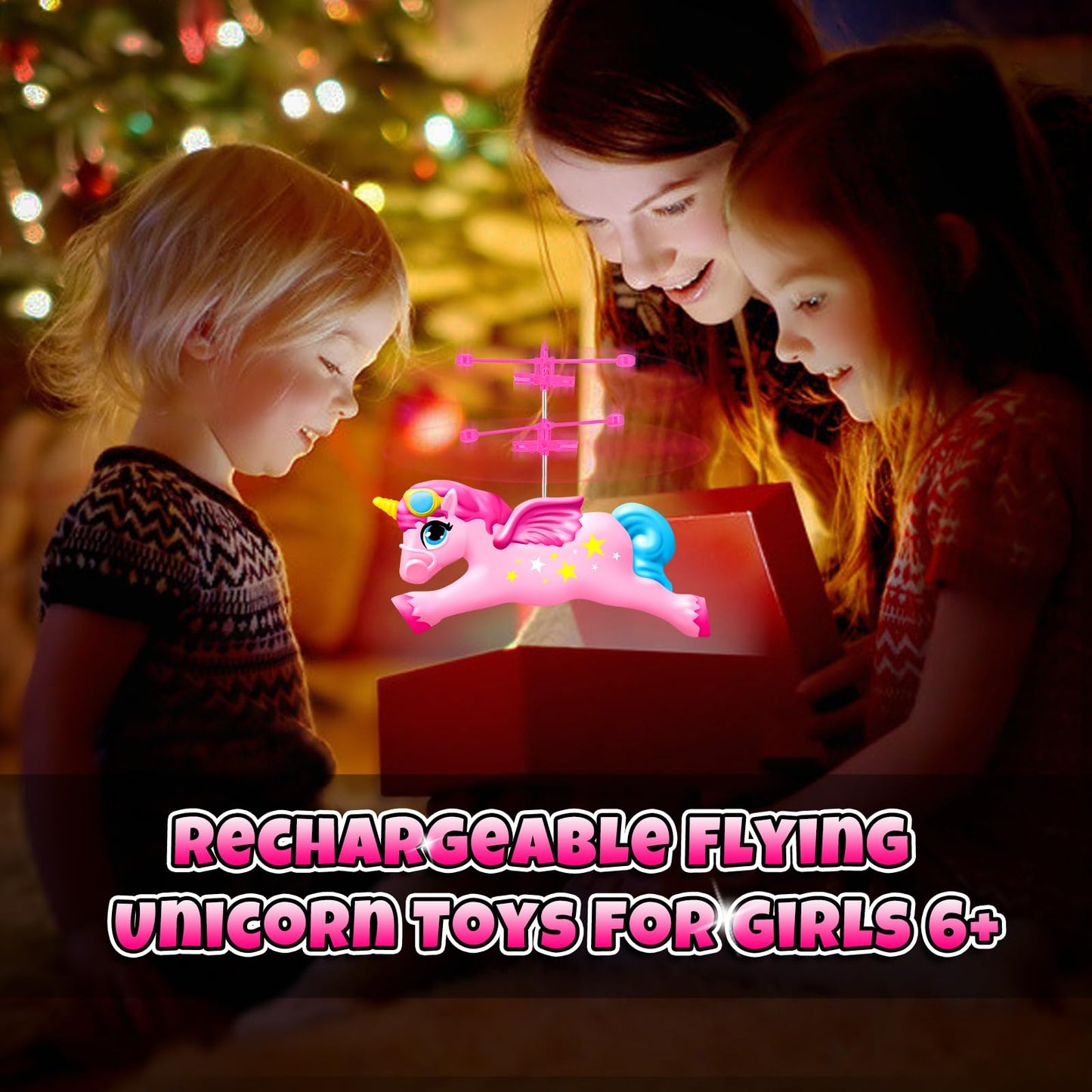 Ynanimery Flying Unicorn Flying Fairy Toys for Girls, Unicorn Toys for Girls Age 6 7 8 9 Teens Birthday, Magic Flying Ball Helicopter Drone Fairy Toy with LED Light for Kids Indoor Play