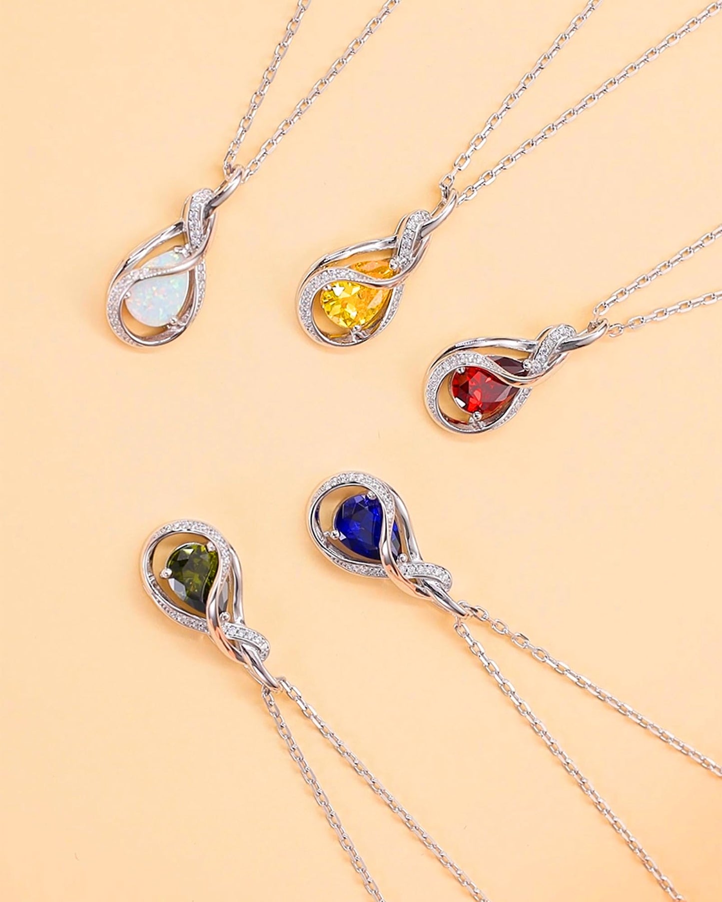 FANCIME Simulated Diamond Necklace April Birthstone Necklace Cubic Zirconia 925 Sterling Silver Infinity Knot Pendant Jewelry Anniversary Birthday Mothers Day Gifts for Women Mom
