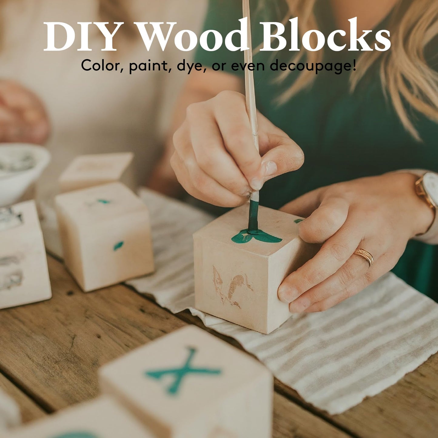 DIY Wood Cubes 2-inch, Pack of 12 Small Wooden Blocks for Crafts, STEM, Building, and Blank Wooden Dice, by Woodpeckers