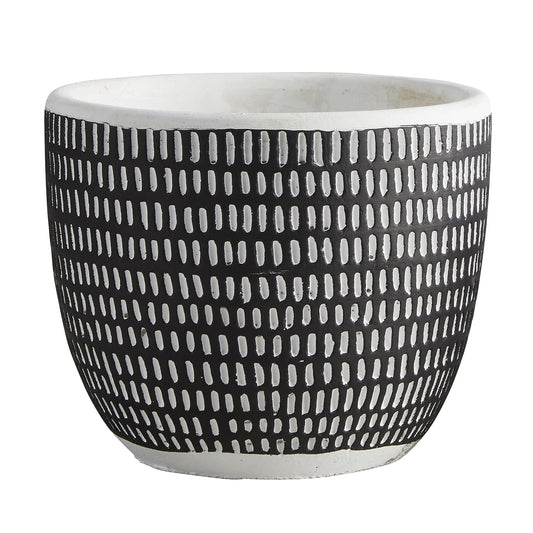 47th & Main Cement Planter Pot, 4.9" Tall, Black Vertical Stripes