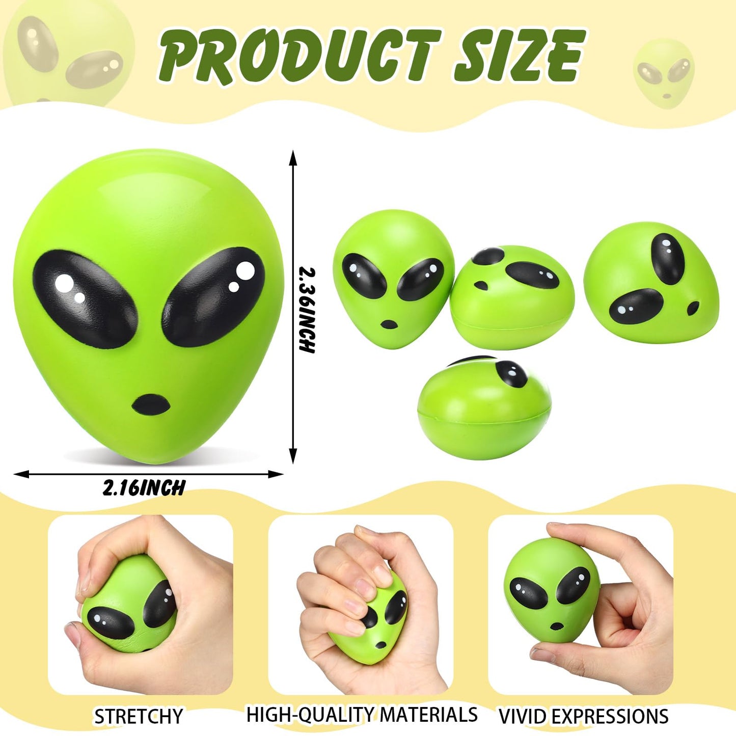 Wettarn 24 Pcs Mini Alien Stress Relief Balls Bulk Christmas Aliens Squeeze Ball PU Aliens Fidget Stress Toys Christmas Tiny Alien Toys for Xmas Birthday Party Gifts