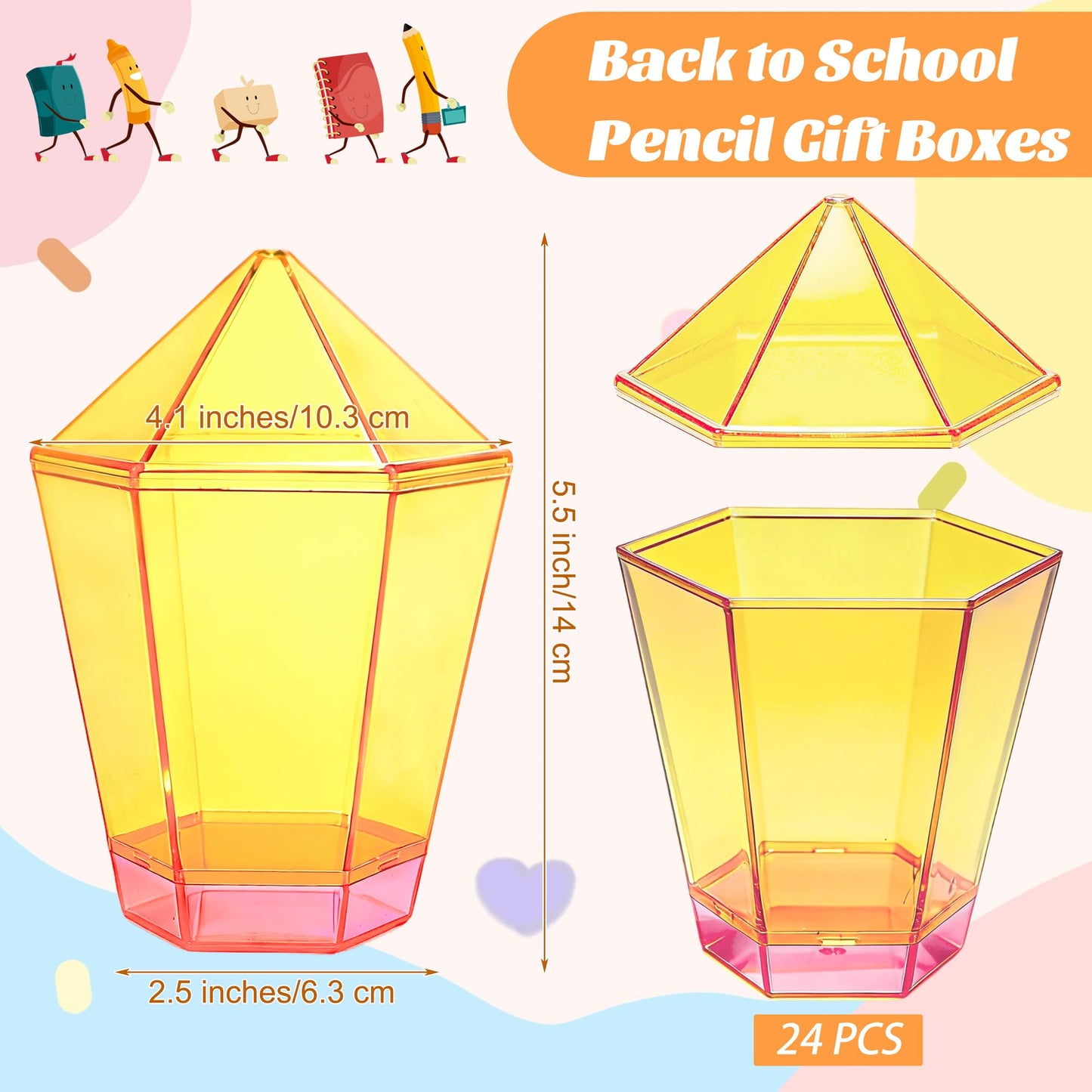 Aneco 24 Piece Pencil Gift Boxes Back to School Pencil Containers for Teachers Gifts Candy Popcorn Holders Bulk Bags Party Favor for Teacher Appreciation Gifts School Classroom Decoration