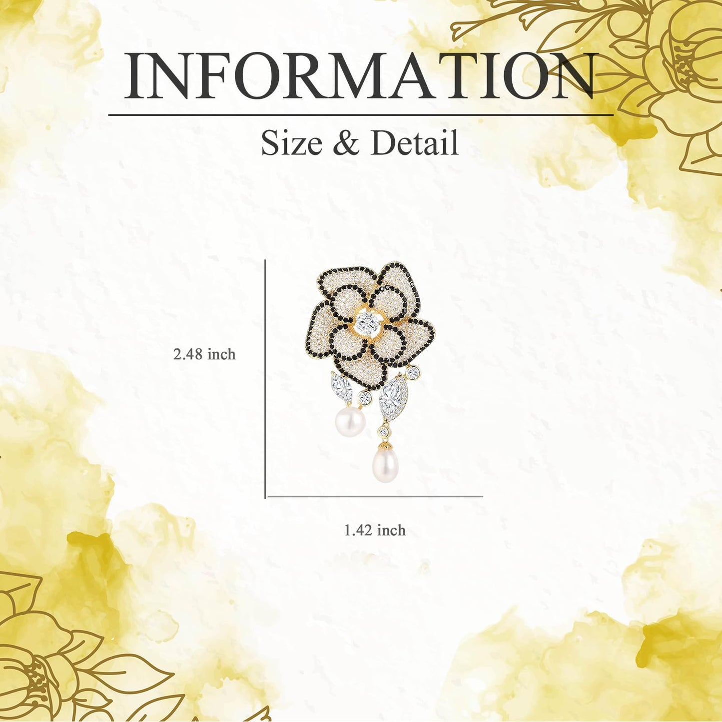 EMEGCY Tassel Camellia Brooch Pins for Women Camellia Brooch Pin 18K Gold Plated Rhinestone Flower Lapel Pin Gold Flower Jewelry Gift for Mom Wife