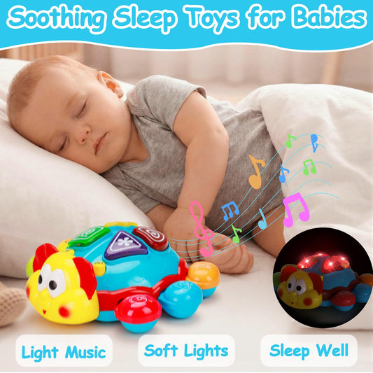 Baby Crawling Toys 6-12 Months, Musical Light Up Tummy Time Toy for Infant 0-6 7 8 9 10 Month Old, Toddler Spanish English Bilingual Learning Educational Development Gift 1 2 Year Old Boys Girls