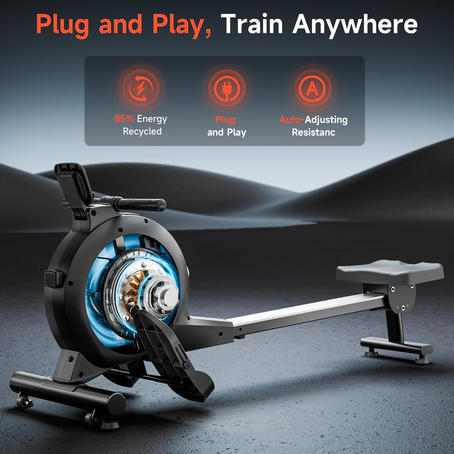 WENOKER Rowing Machine, Magnetic Rowing Machine for Home, Upgraded 32-Levels Quiet Resistance with Smart Electronic Knob, 355 LBS Weight Capacity, Compact Rower Machine Easy Assembly, App Supported