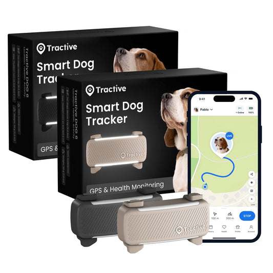 Tractive Smart Dog GPS Tracker | Live Pet Tracker with Virtual Fence | Vital Signs Monitoring of Heart & Respiratory Rate | Bark Monitoring | Dog Collar Attachment (Bundle of 2, Black & Brown)