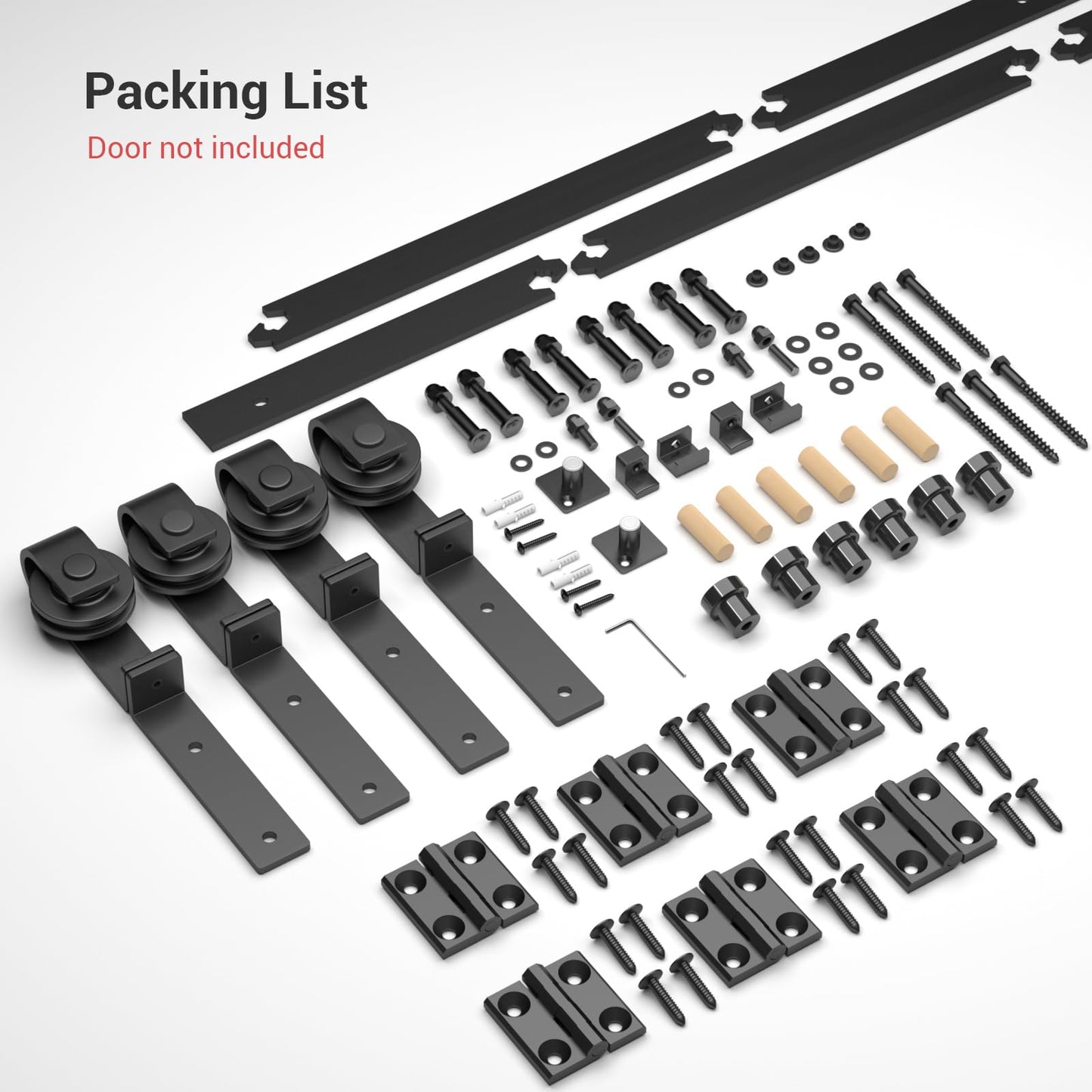 CCJH 8FT/96'' Bi-Folding Barn Door Hardware Sliding Track kit Heavy Duty for 4 Doors(No Wood Door，Hardwware Only)