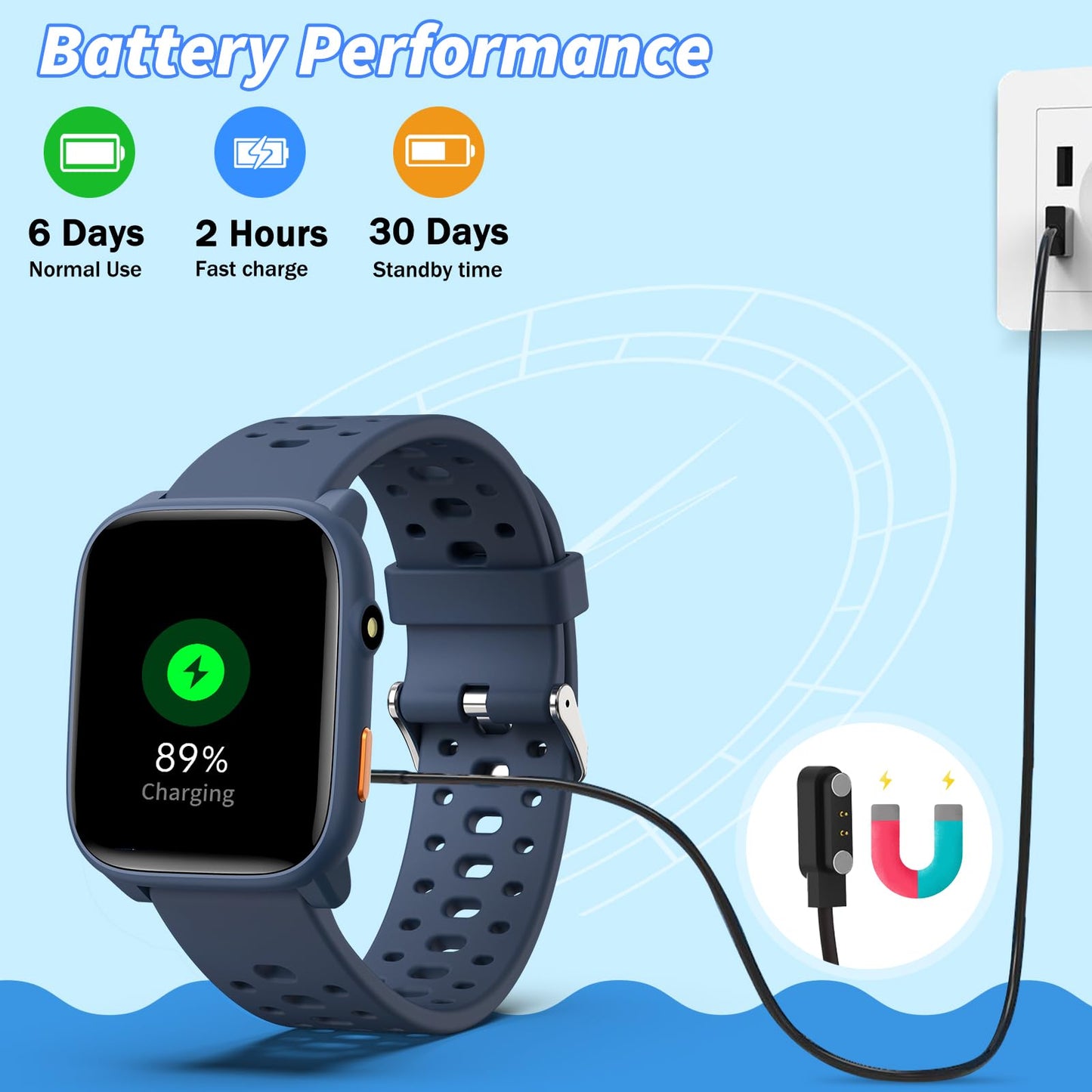 ModaWin Smart Watch for Kids with 12 Puzzle Games, 1.83" Fitness Tracker Watch Heart Rate Sleep Monitor, Pedometer, Alarm Clock, Flashlight, Gift for 6-12 Year Old Boys Girls