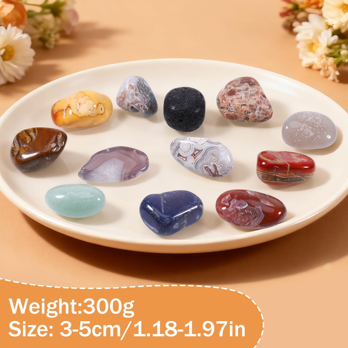 Huiguli 12 Pcs Crystals and Healing Stones Set, Natural Polished Gemstones Collection, Tumbled Healing Crystals for Reiki, Yoga, Chakra Meditation and Positive Energy (1.2-2 Inch)