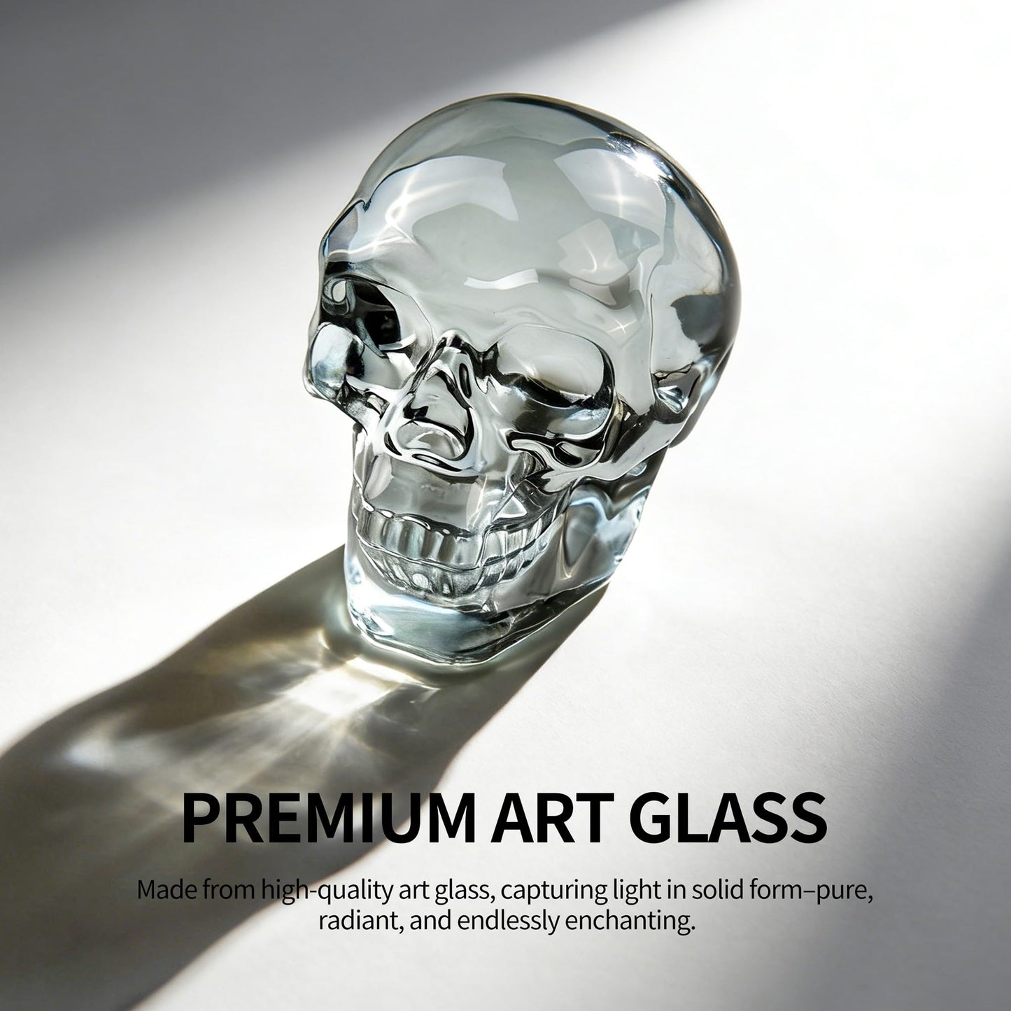 QIANCHANG Black Plating Glass Skull Figurines, Skeleton Heads Model for Day of The Dead/Halloween, Gothic Decor Skull Gifts for Women