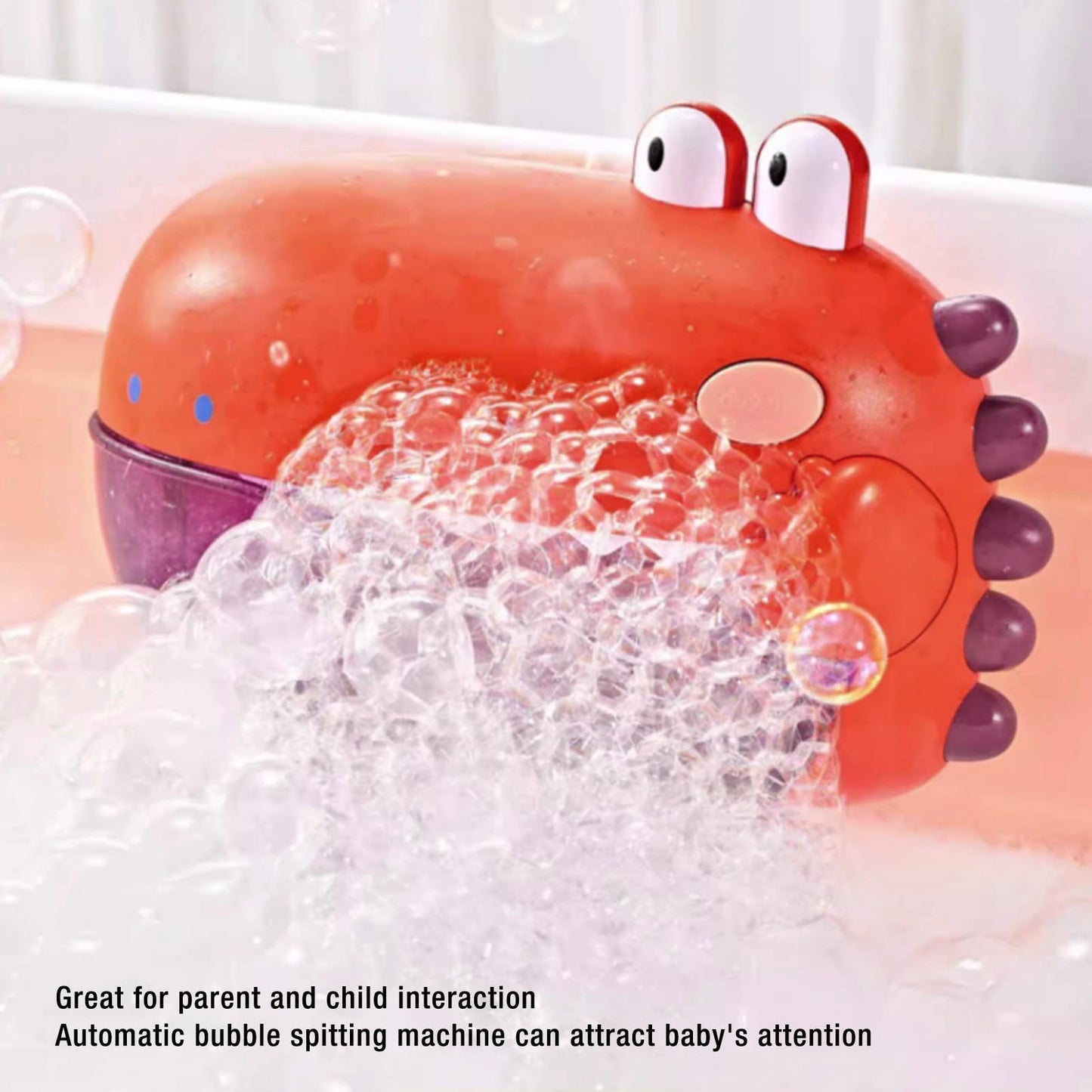 Keenso Bubble Machine Bath Toy, Baby Bath Toy Bubble Blower Machine Automatic Bathtub Maker with Music for Bathroom (Orange