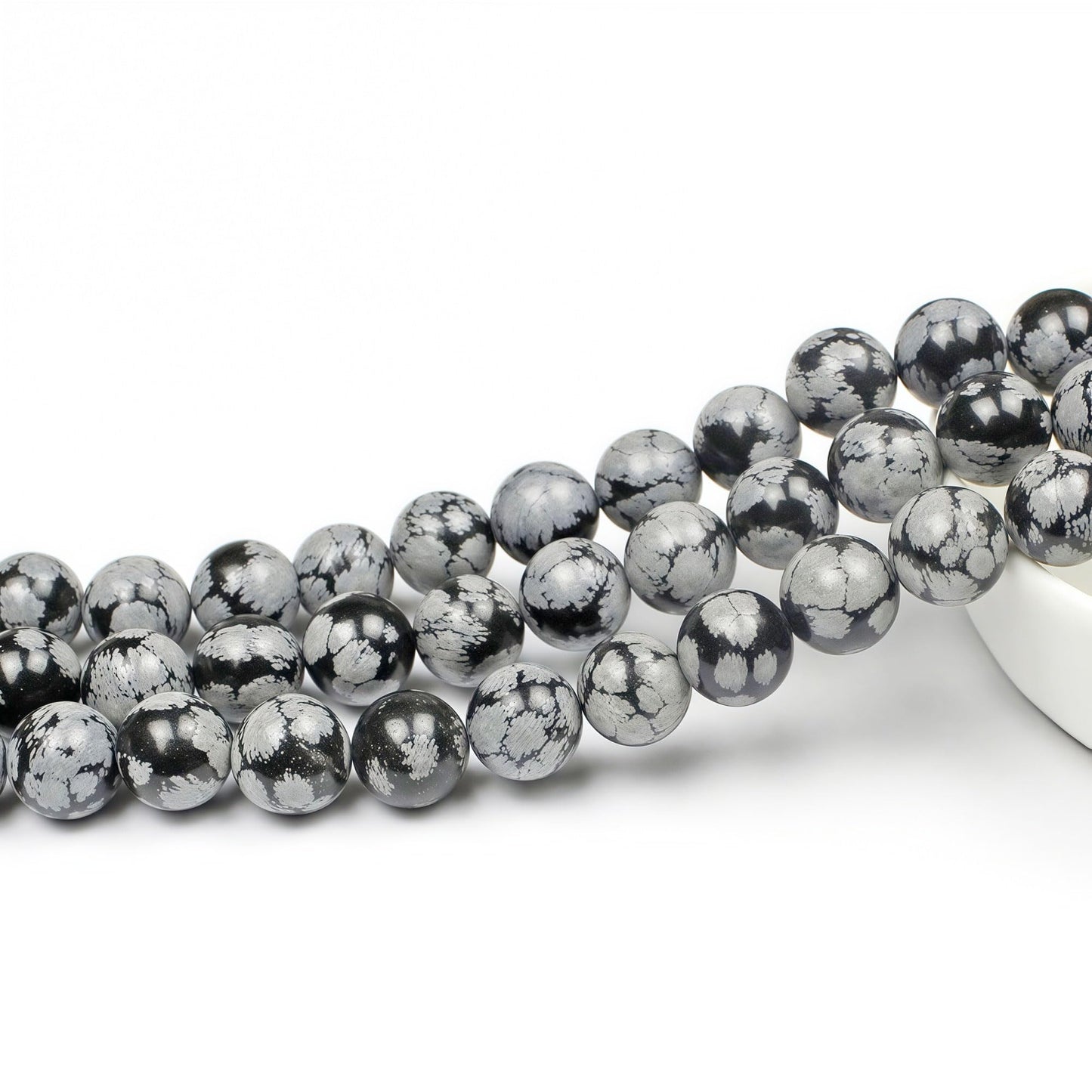 MJDCB Snowflake Obsidian Beads Round Natural Stone Beads for Jewelry Making DIY Bracelet (8mm)
