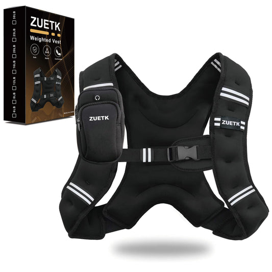 ZUETK Weighted Vest, 5lb/6lb/8lb/10lb/12lb/16lb/20lb/25lb/30lb Weight Vest with Reflective Stripe, Weighted Vest for Men Women Workout Equipment for Strength Training, Running, Jogging, Weight Loss