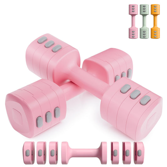 Adjustable Dumbbell Set of 2, 4 in 1 Free Weights with Fast Adjustment, Each 2.2lb/3.3lb/4.4lb/5.5lb Hand Weights Set for Home Gym & Outdoor Exercise Training
