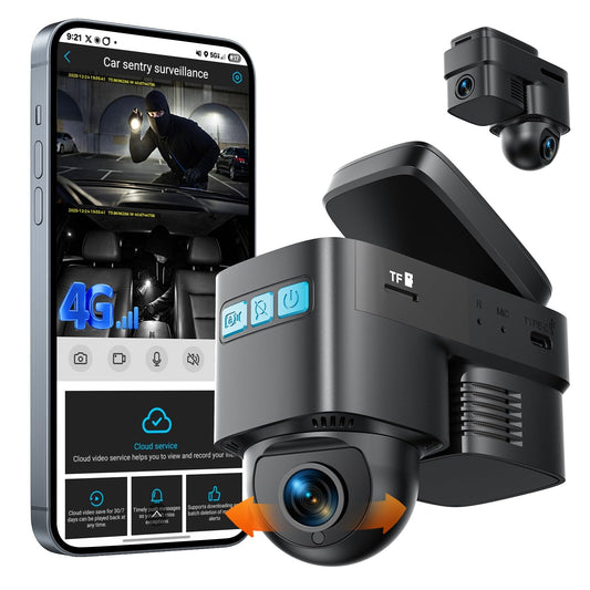 Volam 4G LTE Cellular Dash Cam with Live Streaming & GPS Tracking - Dual Car Security Camera with Remote Live View,Cloud Storage,AI Motion Detection,Sentry Mode, Anti-Theft Protection for Vandalism