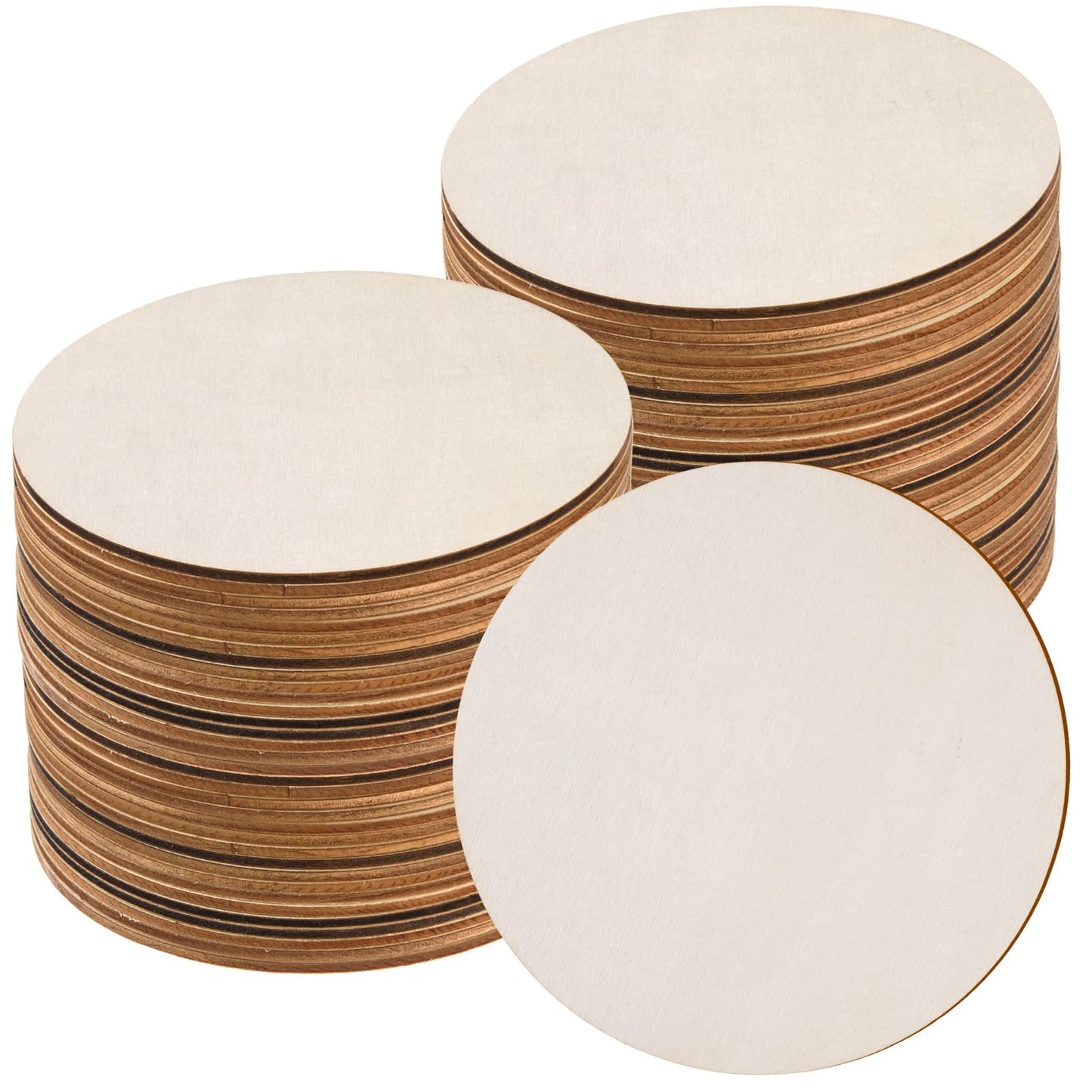 60 Pcs 6 Inch Wood Circles for Crafts Unfinished Circles Wooden Rounds Natural Round Wooden Disc Cutouts Blank Wood Slices for DIY Crafts, Coaster, Painting, Engraving, Home Decorations
