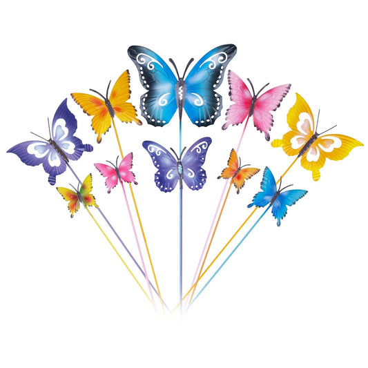 hogardeck Garden Decor for Outside, Set of 10 Metal Butterfly Decorative Garden Stakes for Spring Decor, Yard Art Garden Decorations for Outdoor Lawn Pathway Patio