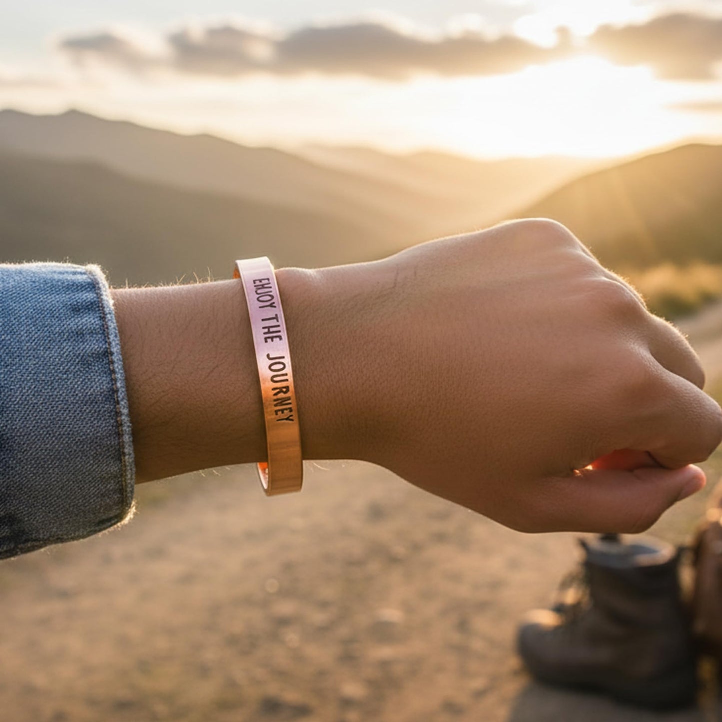 Touchstone Inspirational Copper Engraved Magnetic Bracelets for Women-Personalized Jewelry Gifts for Best Friend/Mom/Daughter/Sister - Adjustable Bracelet in a Gift Box Enjoy The Journey