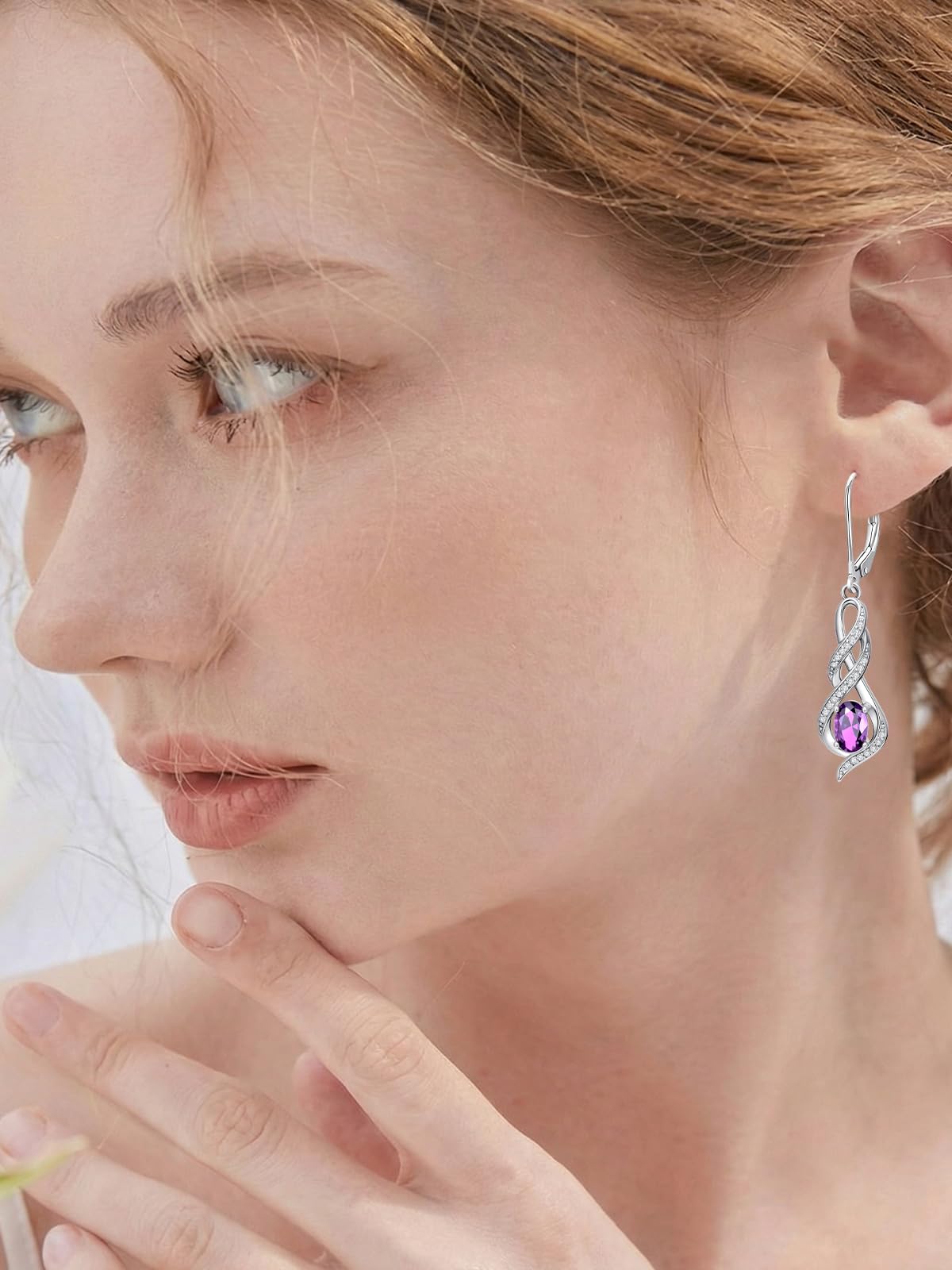 POIUY Birthday Gifts for Women Alexandrite June Birthstone Infinity Leverback Dangle Earrings Hypoallergenic Drop Earrings Love Jewelry Anniversary Christmas Wedding Gift for Mom Wife Sister Daughter Girlfriend