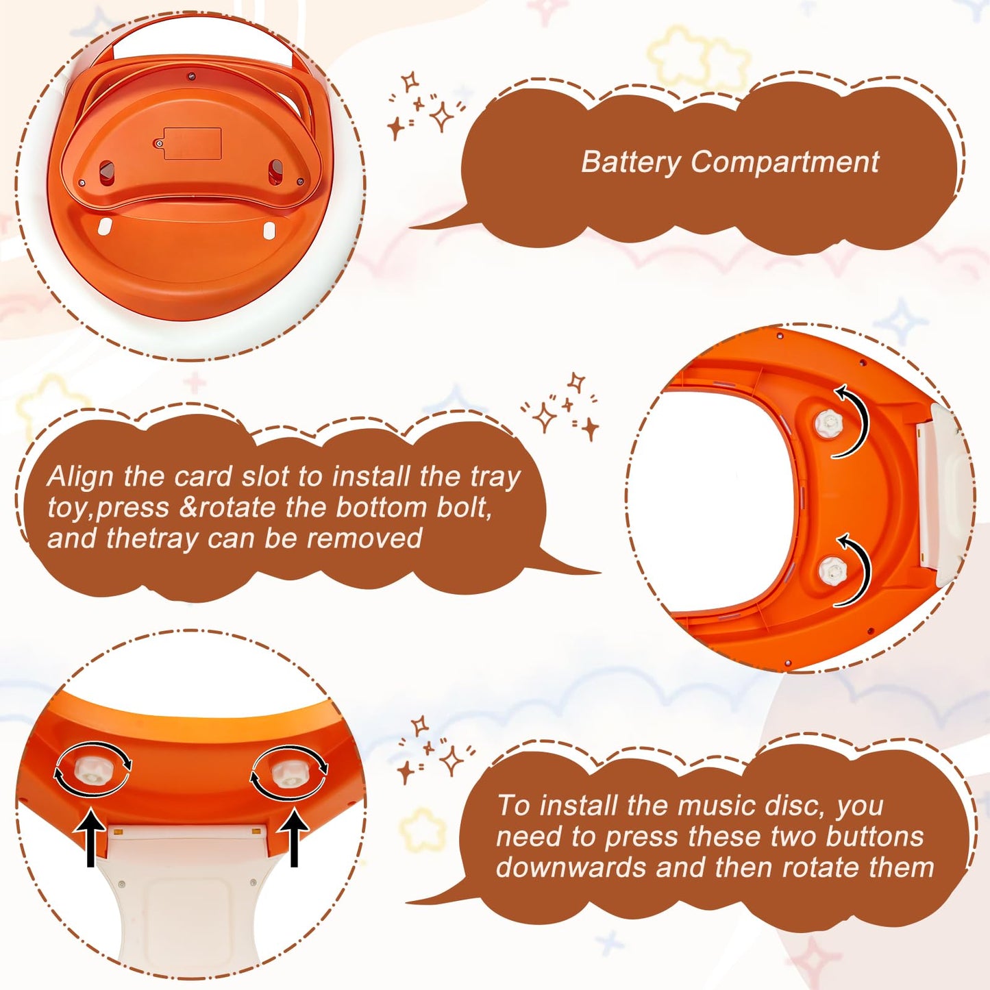 Baby Walker with Wheels, 5-in-1 Foldable Baby Walker for Boys and Girls 7-18 Months with Adjustable Height Detachable Seat and Music Tray Baby Activity Walker, Anti-Fall Activity Center for Boys Girls