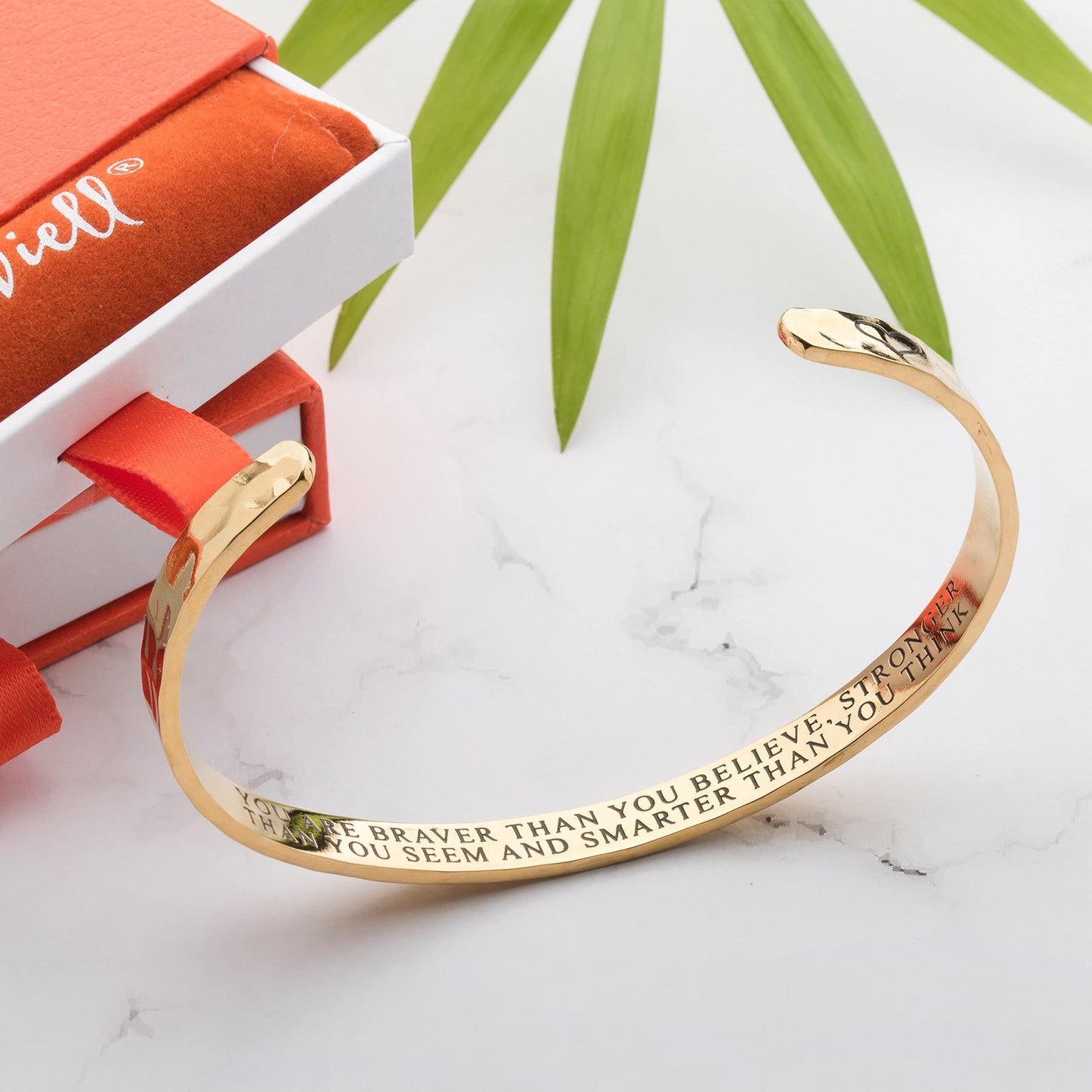 Carviell Inspirational Bracelets for Women, Encouragement Gifts, Women's Bracelets, Mantra Bands You Are Stronger, Motivational Cuff, Gifts for your Best Friend, Engraved Silver Bangle