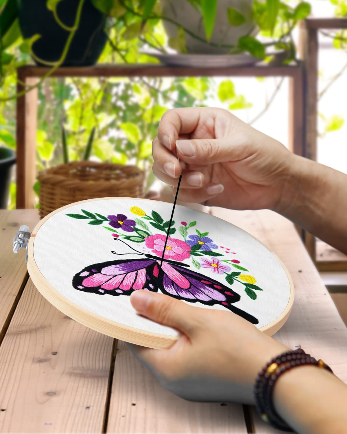 3 Pieces Embroidery Hoops, 8 inch to 12 inch Bamboo Frame Circle Cross Stitch Hoop Ring Embroidery Hoops Set for Embroidery and Cross Stitch